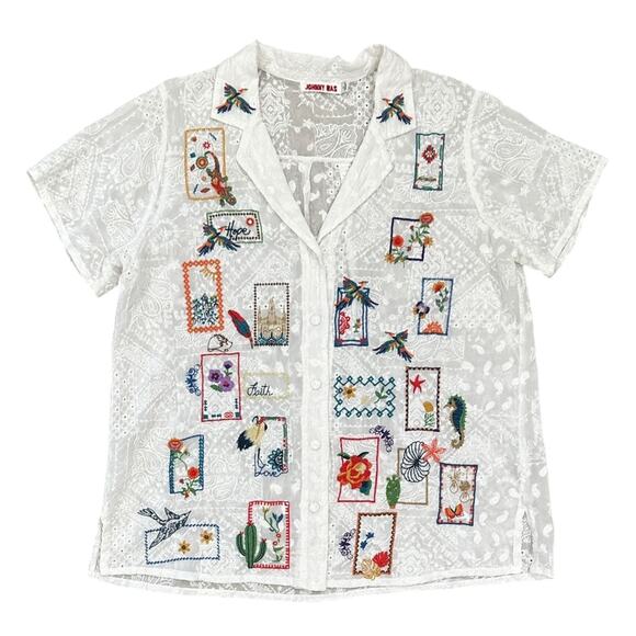 Johnny Was Cooper Embroidered Button Up Blouse - Picture 2 of 8